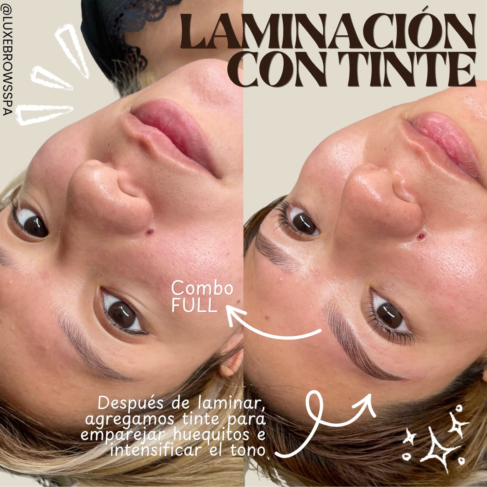 Laminación de cejas con tinte